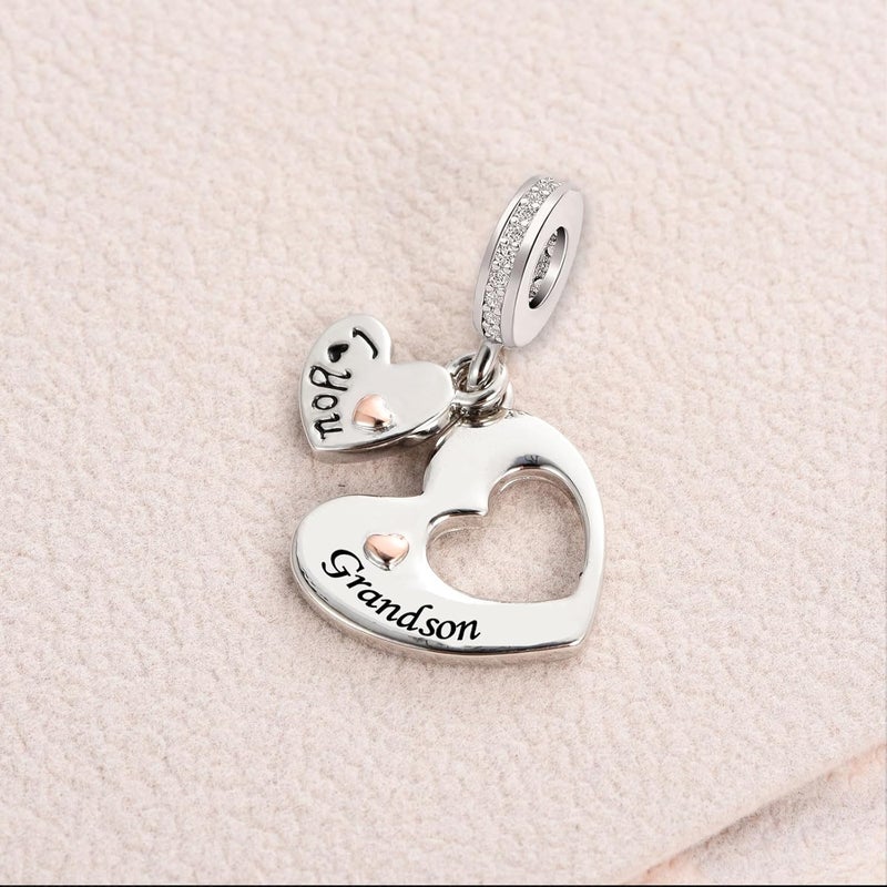 KunBead I Love You Heart Dangle Charms Compatible with Pandora Bracelet Necklace for Mom Daughter Grandma Granddaughter Nana Auntie Wife Sister Best Friend - Image 4